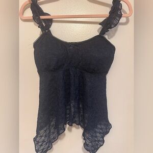 Navy Blue Lace Sleeveless Top Size M
